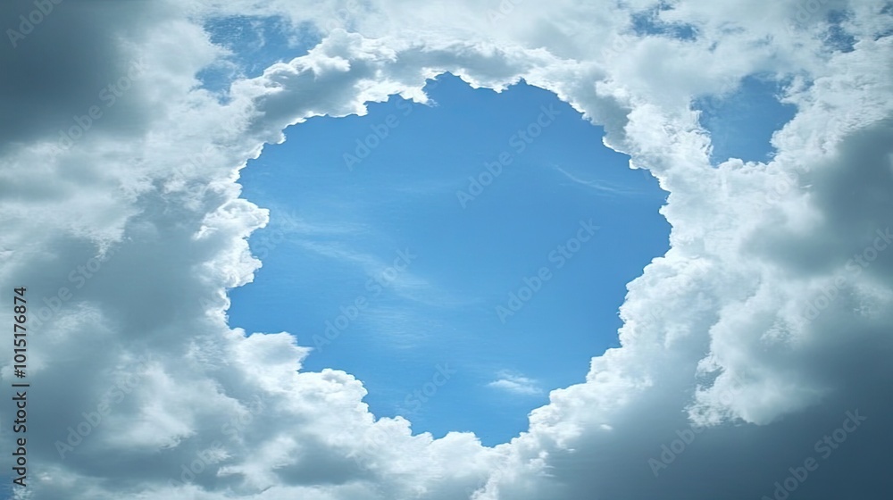 Poster soft clouds create a natural frame in the sky, leaving a wide-open space in the center for copy, log
