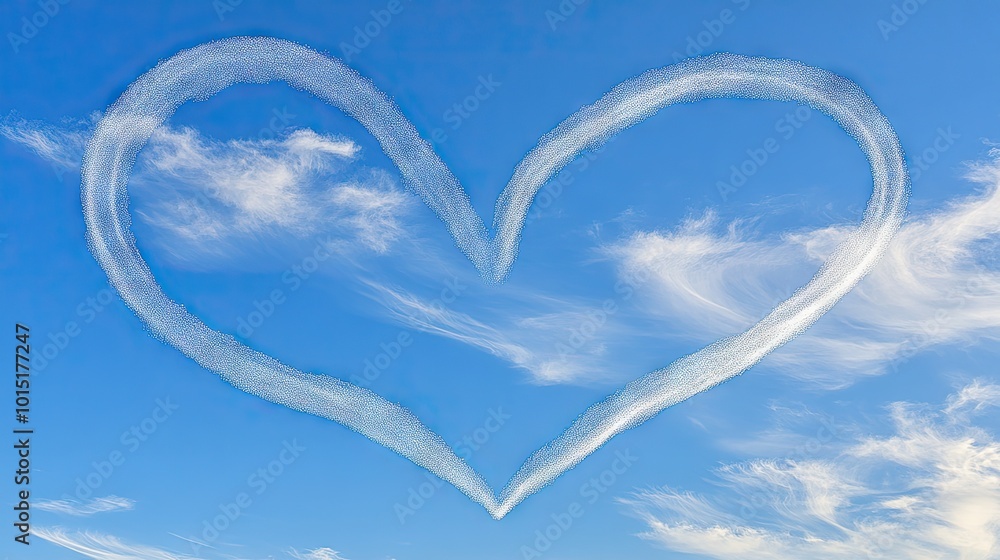 Poster white clouds creating a soft, natural frame around a vibrant blue sky. the open center is perfect fo