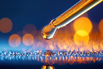 Closeup of Lactase Extract with Droplet Reflection