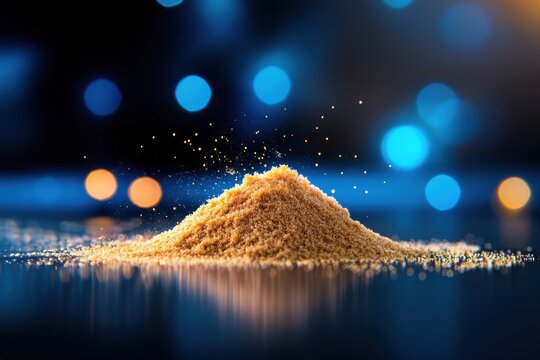 Closeup of protease extract powder on reflective surface
