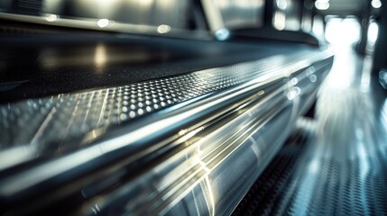 Close-up of a Shiny, Metal Surface with a Pattern of Regularly Spaced Circles