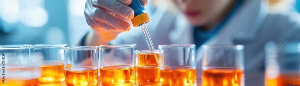 Poster scientist creating bee product in laboratory setting