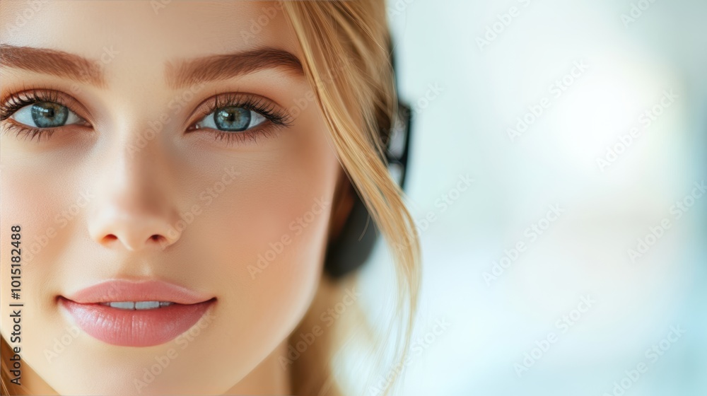 Aufkleber a friendly and approachable customer service representative, smiling and listening attentively to a 