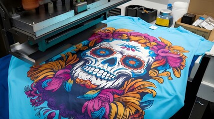 Digital Printing Process of Sugar Skull T Shirt Design