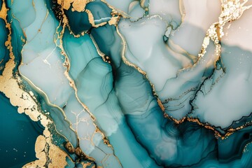 Elegant abstract ocean art inspired by nature’s beauty featuring deep blues and shimmering gold details