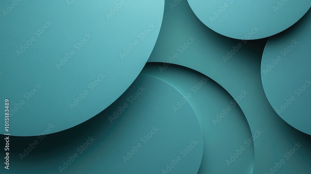 Poster high-resolution photo of a teal background with geometric abstract shapes in soft tones, creating a 
