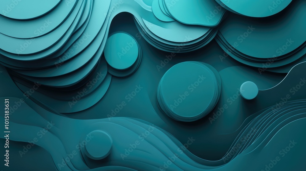 Aufkleber teal backdrop with layered abstract shapes, providing a modern and artistic feel for high-resolution