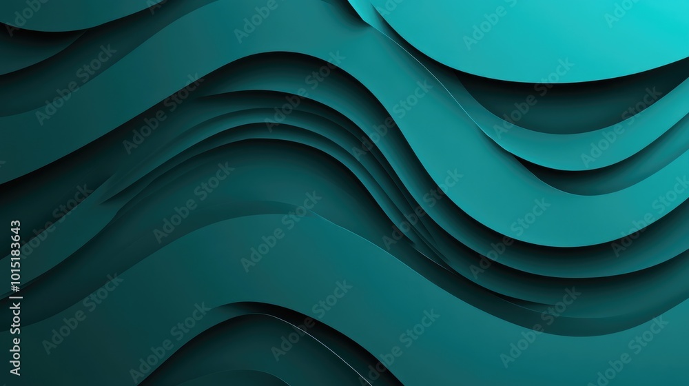 Poster teal backdrop with layered abstract shapes, providing a modern and artistic feel for high-resolution