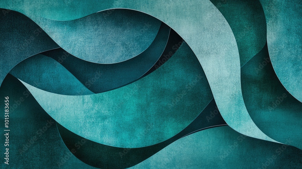 Aufkleber teal backdrop with layered abstract shapes, providing a modern and artistic feel for high-resolution