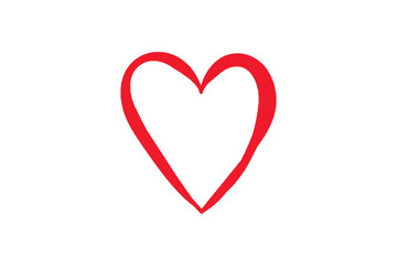 Red Hand-Drawn Heart Symbol, Minimalist Love Icon Illustration