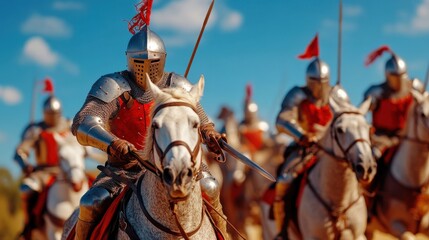 Brave Knights on Horseback in Action