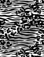 black and white leopard and zebra combination print