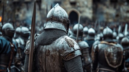 Detailed Close-Up of Medieval Knights in Armor