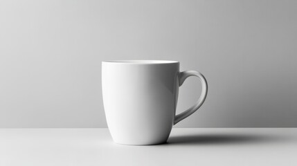 Blank White Mug Mockup: A clean, modern design with a minimalist aesthetic.  The pristine white mug stands out against a subtly textured backdrop, perfect for showcasing your brand or design.