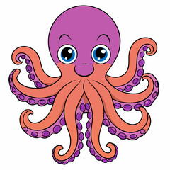 Cartoon Octopus Vector Art on White Background