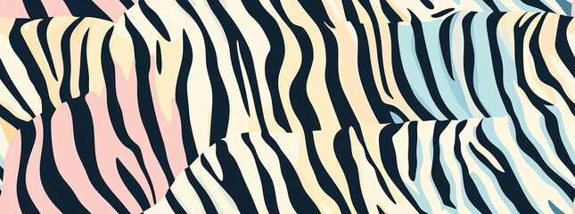 Seamless pattern of zebra skin print in pastel colors