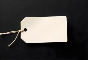 a blank shopping label with rounded corners isolated on a matte black background, highlighting its simple design and the absence of any text or graphics create with ai