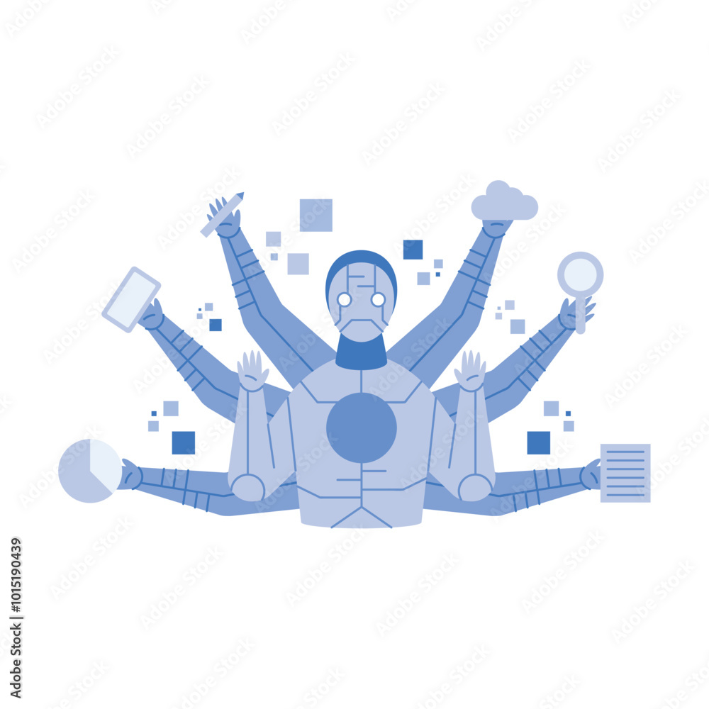 Poster artificial intelligence robot with hands technology