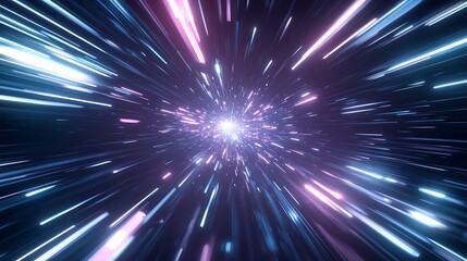 Abstract glowing lines radiating from a white center against a dark background.