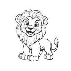 Smiley baby lion for kids coloring book