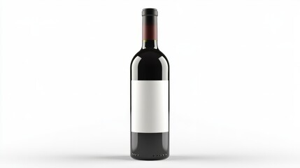 Fototapeta premium A mockup of an elegant wine bottle with a blank label, isolated on a clean white background, great for vineyard marketing
