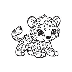 Cute baby cheetah for kids coloring book