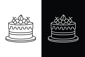 Cake vector design line out logo icon on white background.