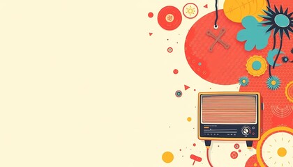 retro music background with radio