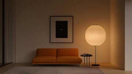 Modern Living Room in the Evening Featuring Cozy Lighting and Contemporary Decor | Stylish Interior Design Inspiration