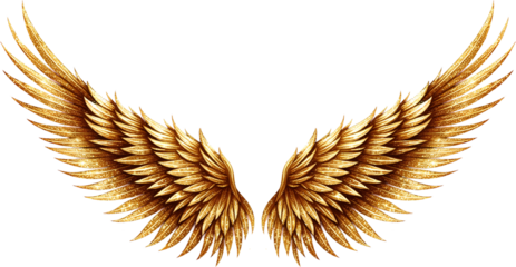  Gold wings glitter shiny sparkling clipart transparent background cutout png