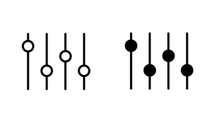 Equalizer vector icon set in black and white color.