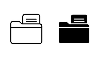 Folder vector icon set in black and white color.