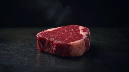 Raw Angus Ribeye Steak Highlighting Marbling and Freshness, Ready for Grilling