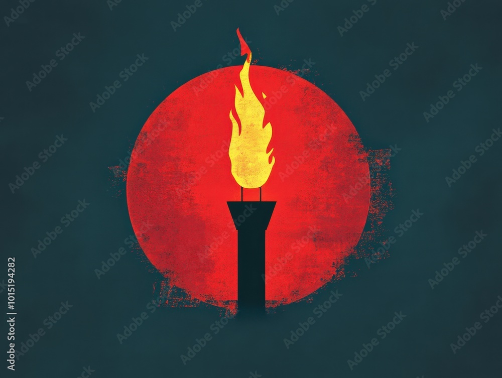 Poster illuminating unity: minimalistic olympic torch poster design