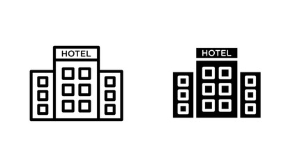 Hotel vector icon set in black and white color.