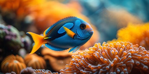 Fototapeta premium Blue Tang Fish in the Coral Reef