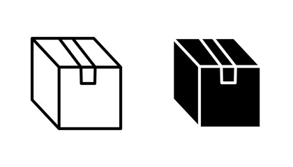 Package vector icon set in black and white color.