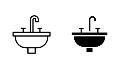 Sink vector icon set in black and white color.