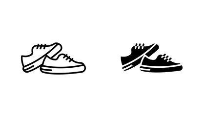 Sneaker vector icon set in black and white color.