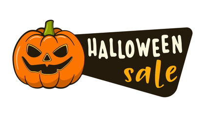 Halloween sale label with pumpkin