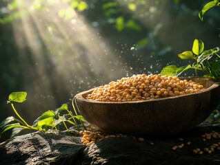 Fototapeta premium Divine Provision: Surreal Product Photography with Manna from Heaven Symbol, National Geographic Style