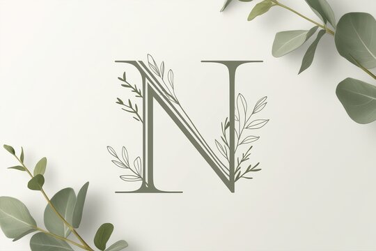 A elegant uppercase letter N monogram incorpo