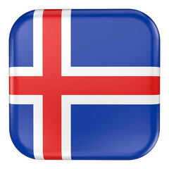 Iceland square flag icon with transparent background