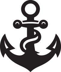 Rope with anchor icon vector art silhouette with a white background