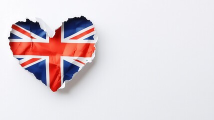 Fototapeta premium Heart-Shaped Hole in Paper Revealing UK Flag