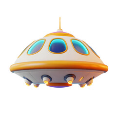 Cartoon Spaceship Isolated on Black Background. Illustration.on transparent, white background, isolate PNG