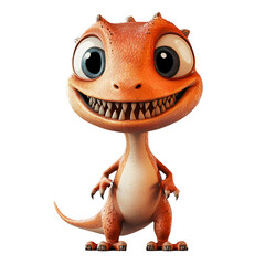Cute Cartoon Dinosaur with Big Eyes. Illustration.on transparent, white background, isolate PNG