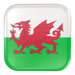 Wales square flag icon with transparent background