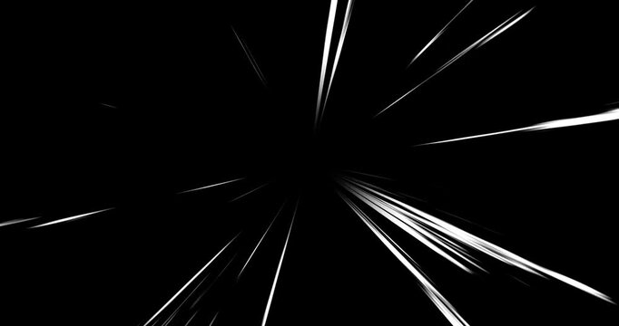 White speed lines radiate from the center, creating an illusion of movement and dynamism. The striking contrast against the black background adds to the sensation of speed.