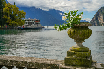 Scenic landscape of Garda Lake at Riva del Garda resort in Italy, Europe